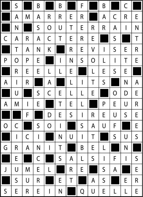Solutions des mots fléchés du précédent numéro