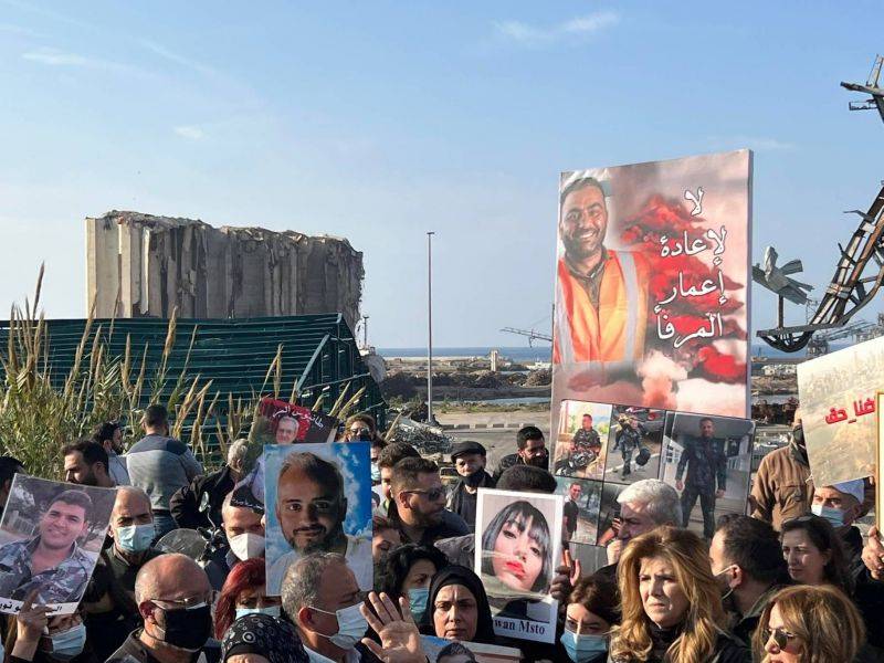 Relatives of Beirut blast victims demonstrate against demolition of port silos