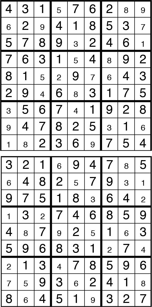 Solutions des sudokus du précédent numéro