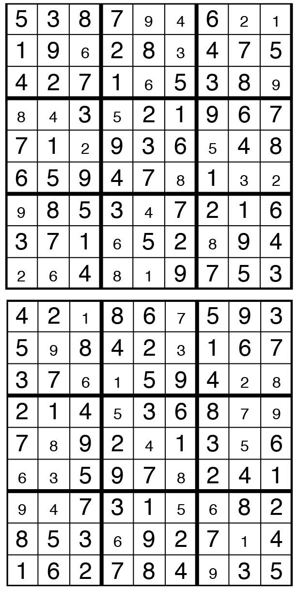 Solutions des sudokus du précédent numéro