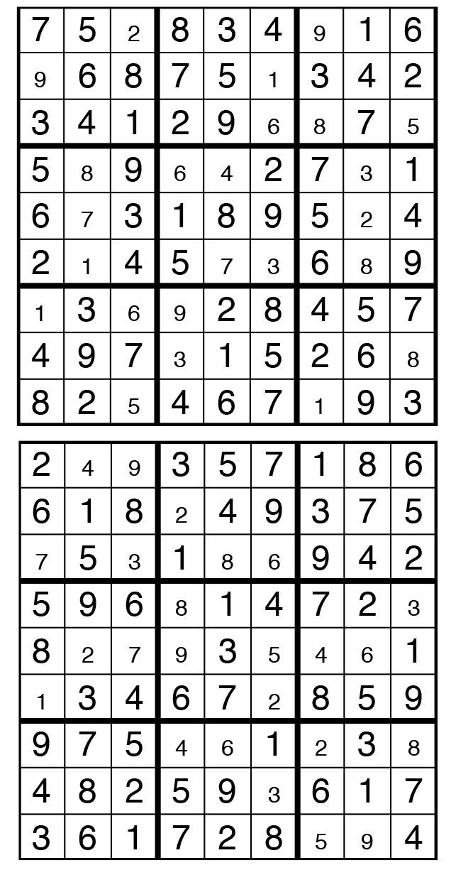 Solutions des sudokus du précédent numéro