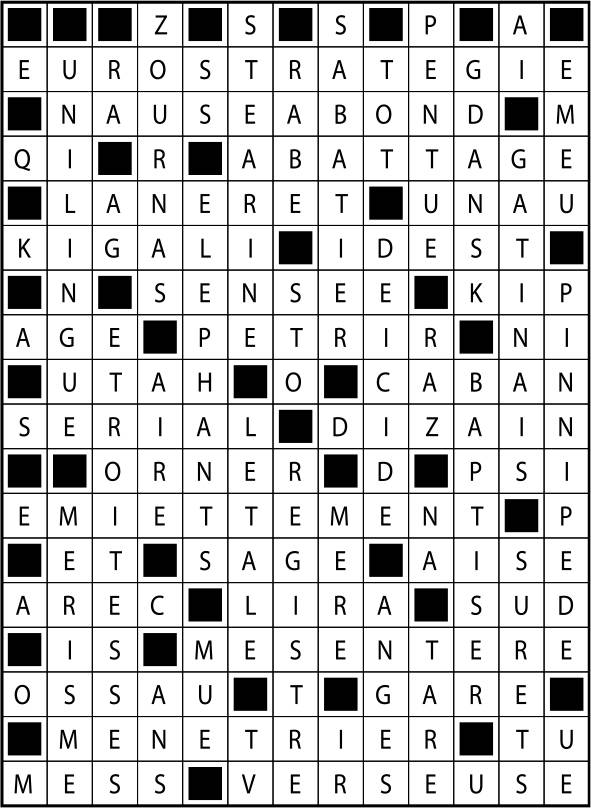 Solutions des mots fléchés du précédent numéro