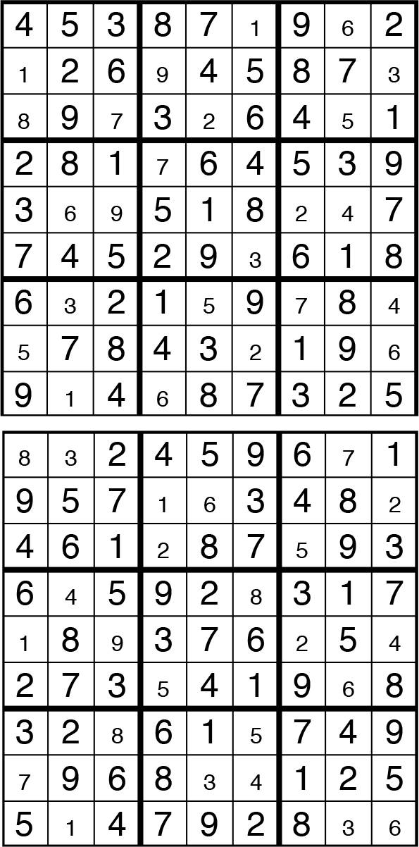 Solutions des sudokus du précédent numéro