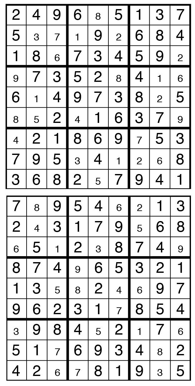 Solutions des sudokus du précédent numéro