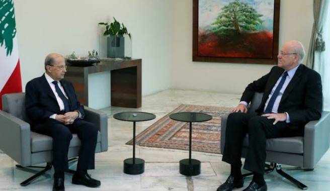 Mikati reçu par Aoun à Baabda