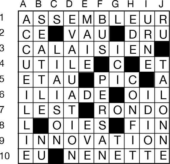 Solutions des mots croisés du précédent numéro