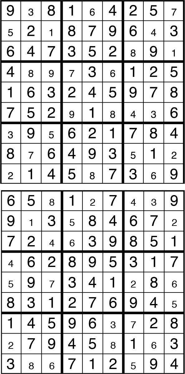 Solutions des sudokus du précédent numéro