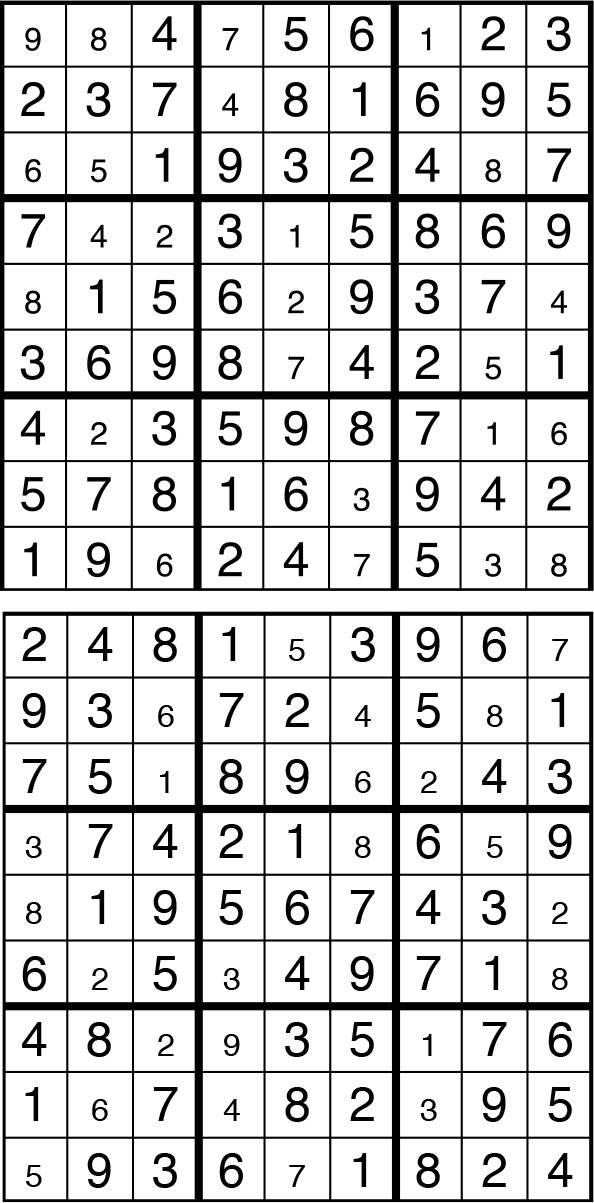 Solutions des sudokus du précédent numéro