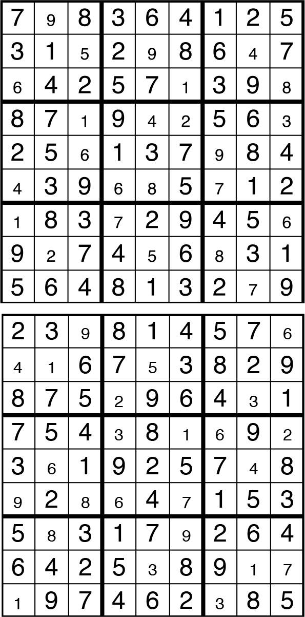 Solutions des sudokus du précédent numéro