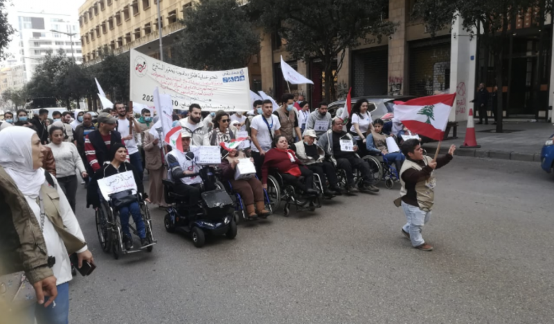 Manifestation dans le centre de Beyrouth pour réclamer des bureaux de vote accessibles aux handicapés