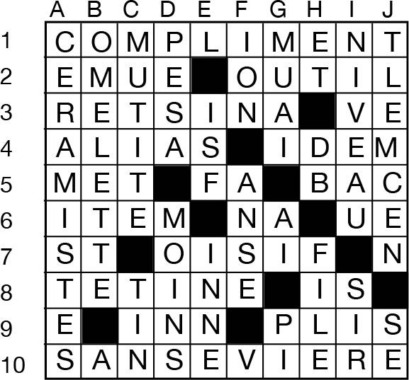 Solutions des mots croisés du précédent numéro