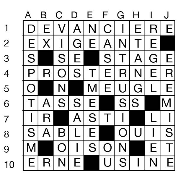 Solutions des mots croisés du précédent numéro