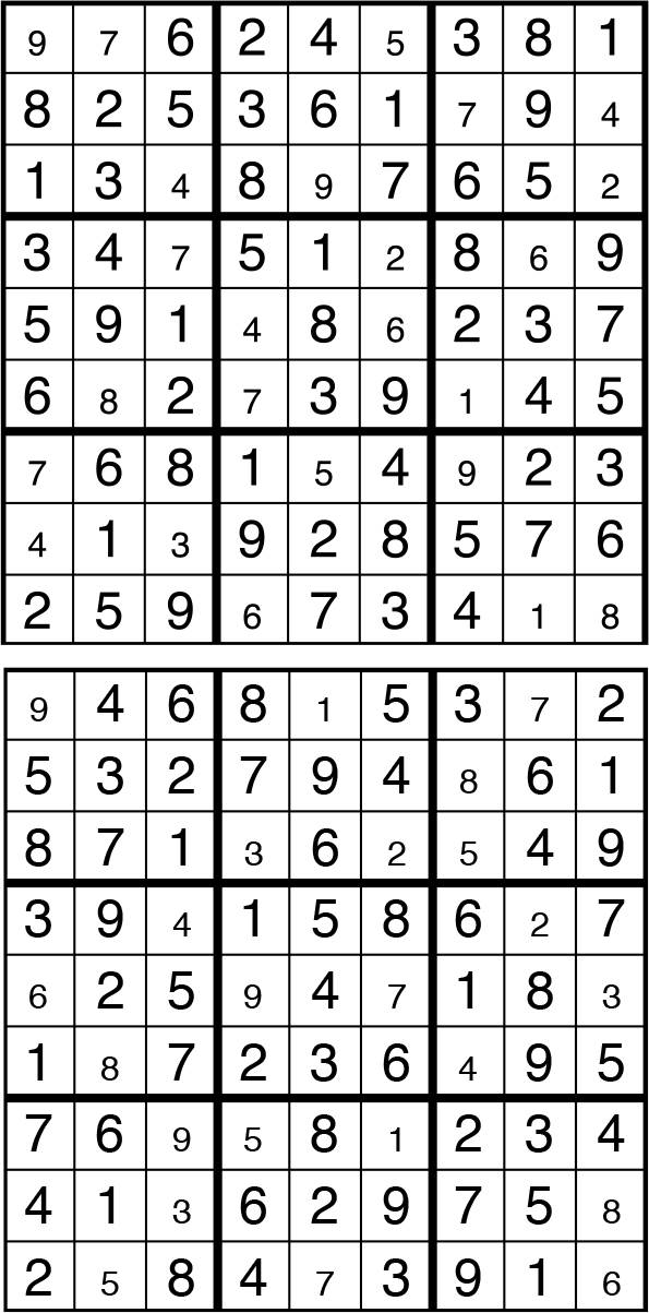 Solutions des sudokus du précédent numéro
