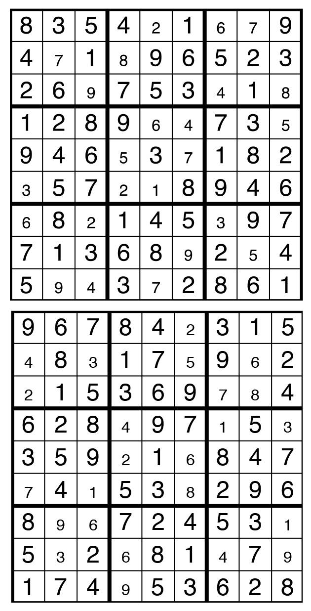 Solutions des sudokus du précédent numéro