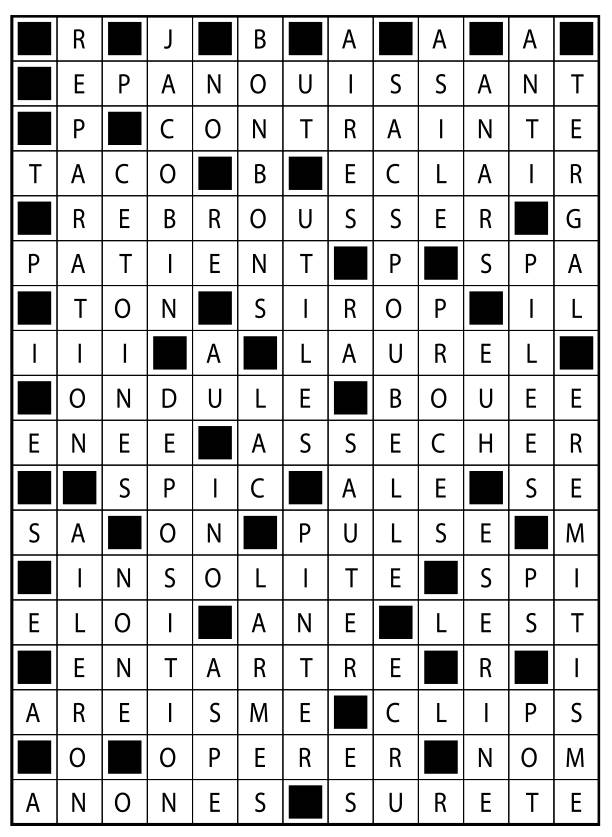 Solutions des mots fléchés du précédent numéro