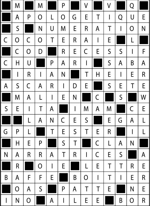 Solutions des mots fléchés du précédent numéro