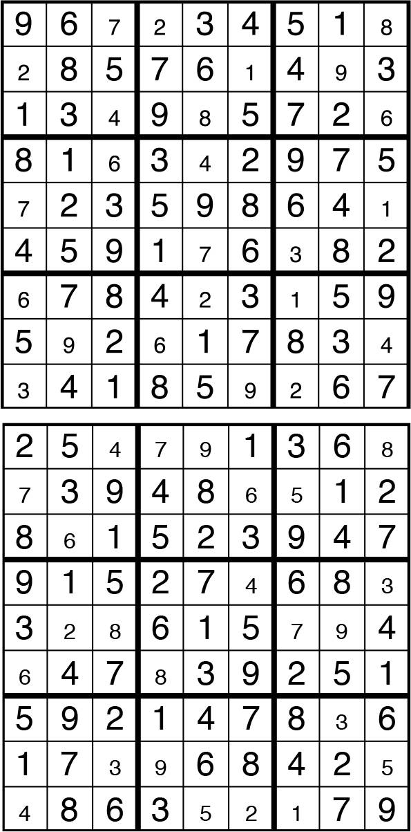 Solutions des sudokus du précédent numéro