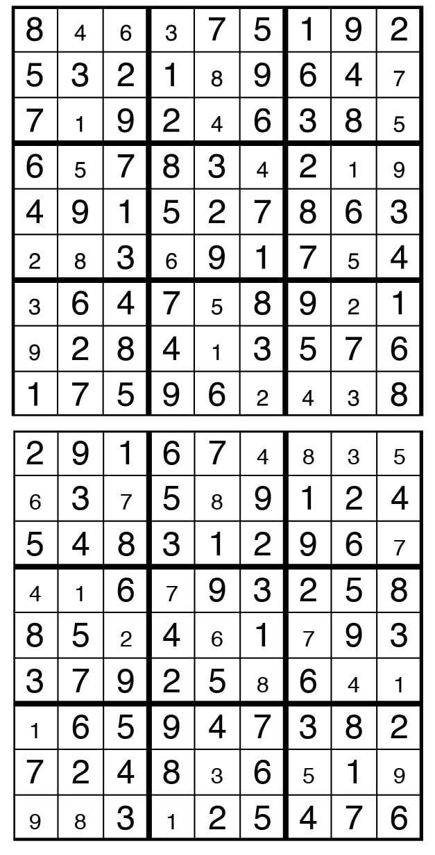 Solutions des sudokus du précédent numéro