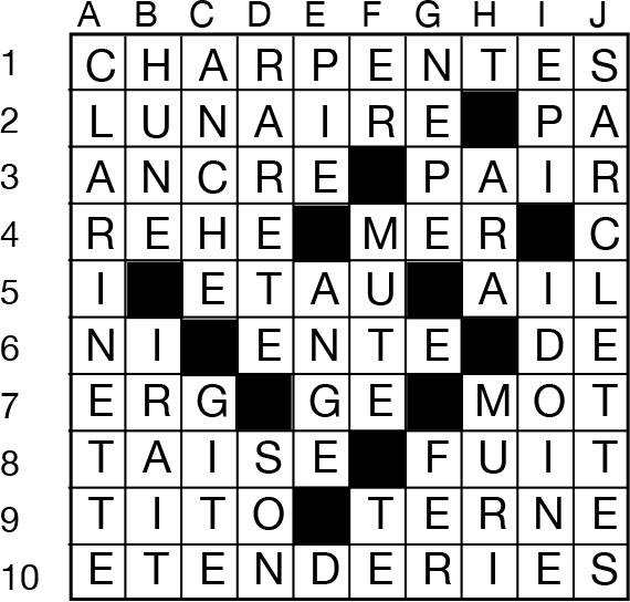 Solutions des mots croisés du précédent numéro