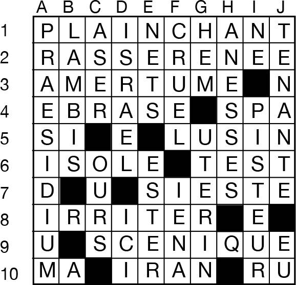 Solutions des mots croisés du précédent numéro