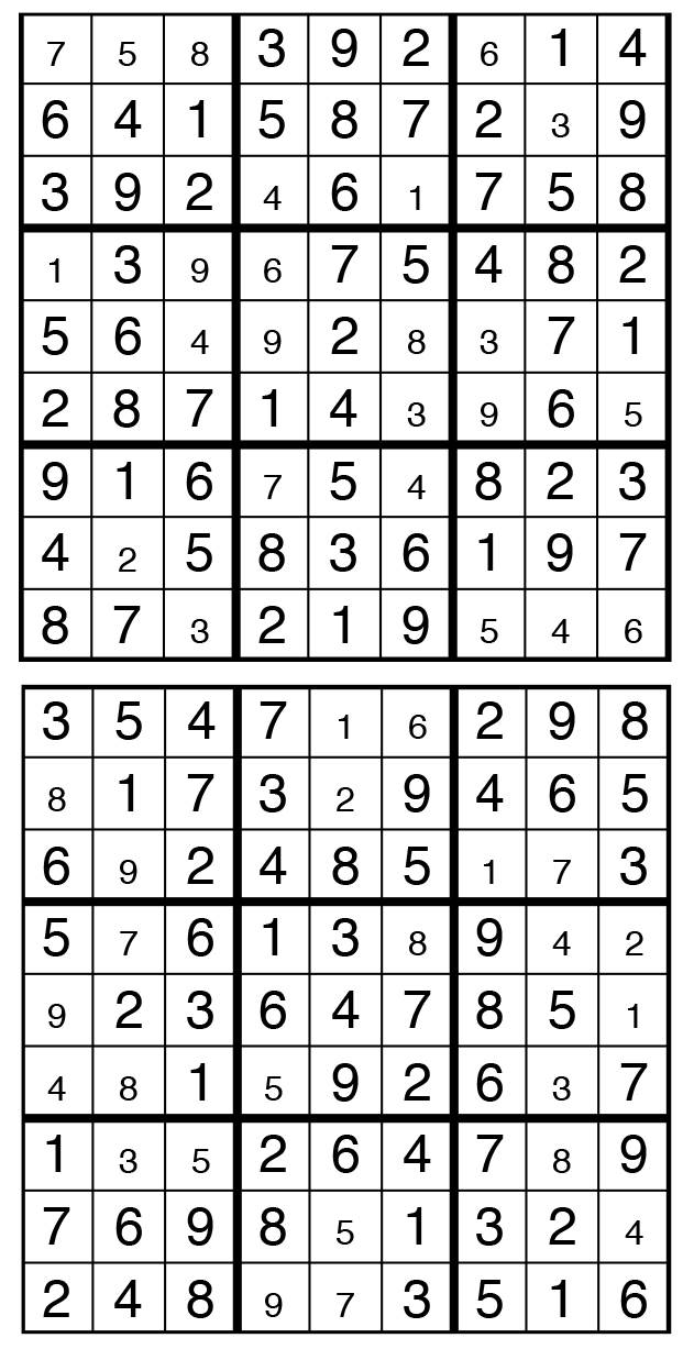 Solutions des sudokus du précédent numéro