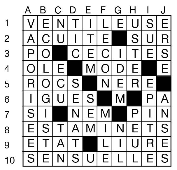 Solutions des mots croisés du précédent numéro