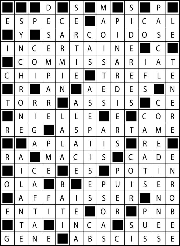 Solutions des mots fléchés du précédent numéro