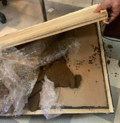 Police seize 5kg of hashish hidden in a package bound for a European country