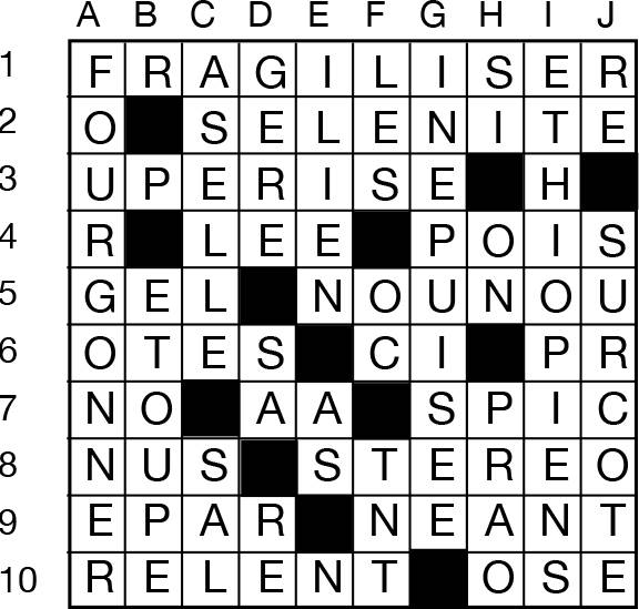 Solutions des mots croisés du précédent numéro