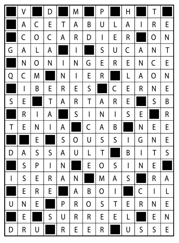 Solutions des mots fléchés du précédent numéro