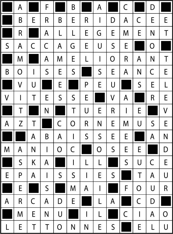Solutions des mots fléchés du précédent numéro