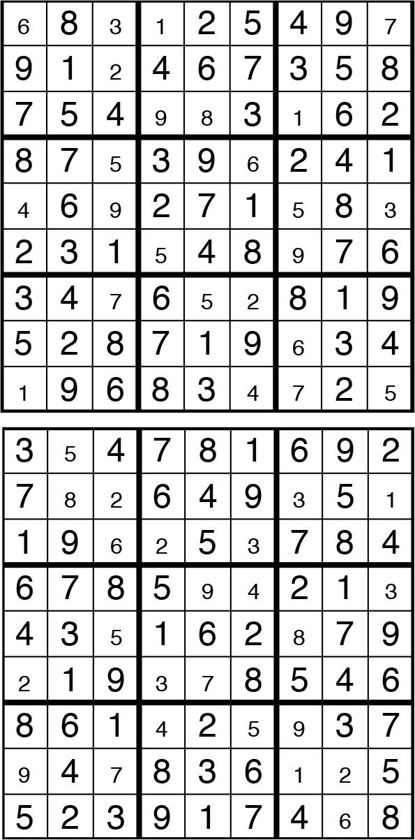 Solutions des sudokus du précédent numéro