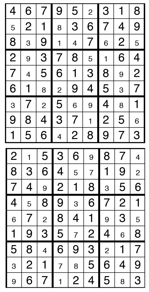 Solutions des sudokus du précédent numéro
