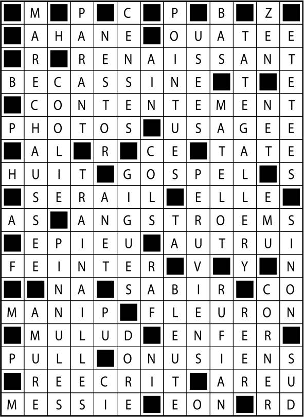 Solutions des mots fléchés du précédent numéro