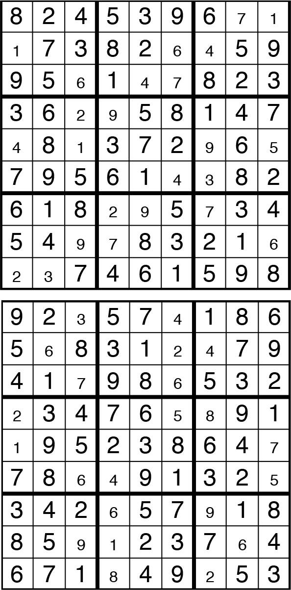 Solutions des sudokus du précédent numéro