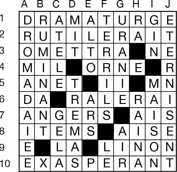 Solutions des mots croisés du précédent numéro