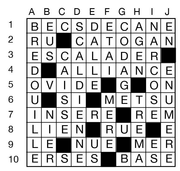 Solutions des mots croisés du précédent numéro