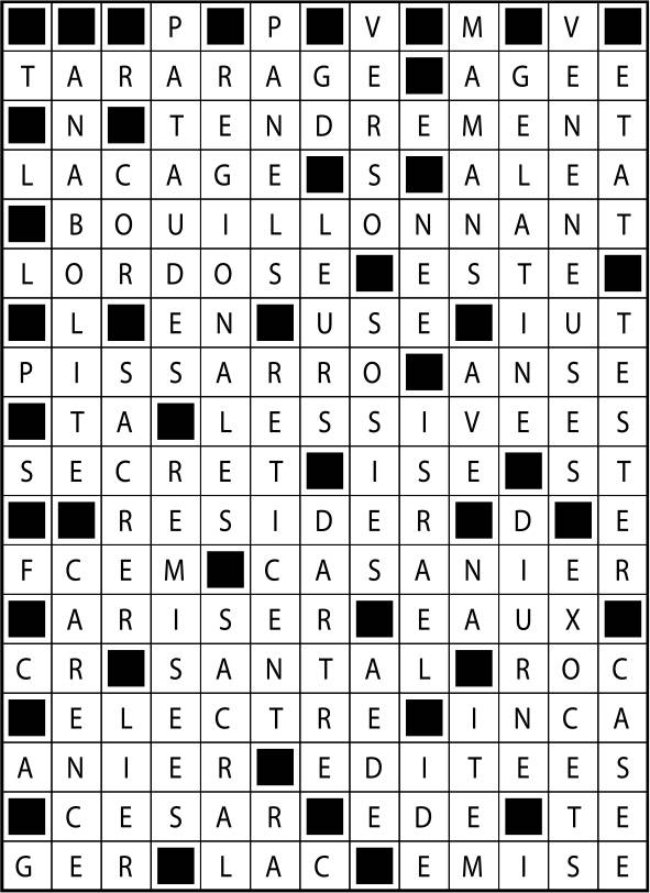 Solutions des mots fléchés du précédent numéro