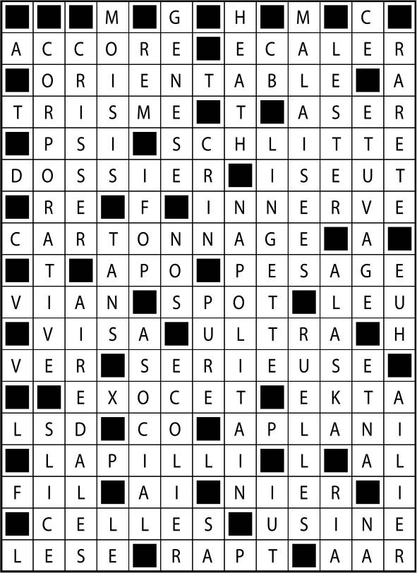 Solutions des mots fléchés du précédent numéro