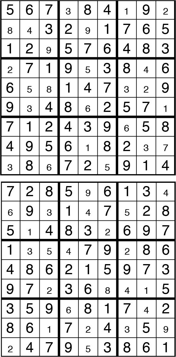 Solutions des sudokus du précédent numéro