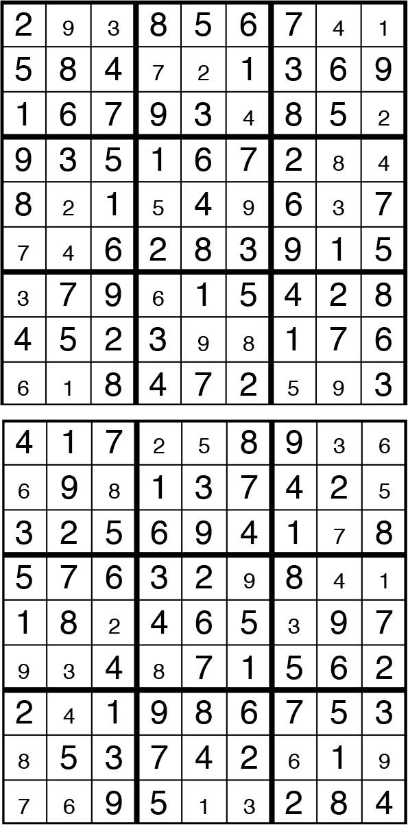 Solutions des sudokus du précédent numéro