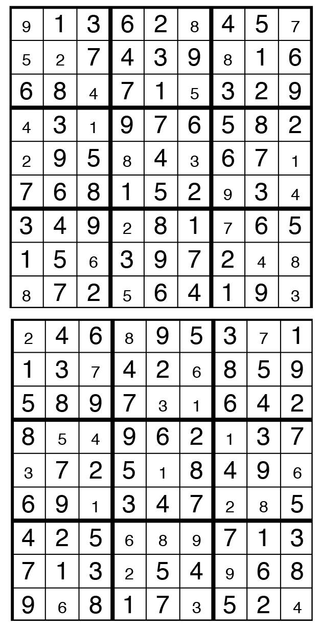 Solutions des sudokus du précédent numéro