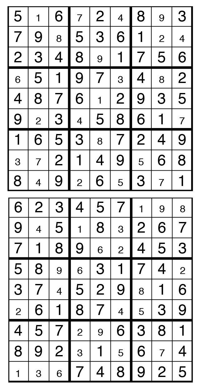 Solutions des sudokus du précédent numéro