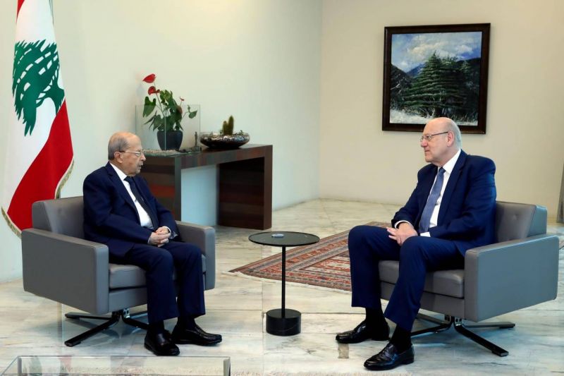Aoun and Mikati meet to discuss maritime border ahead of Hochstein's visit