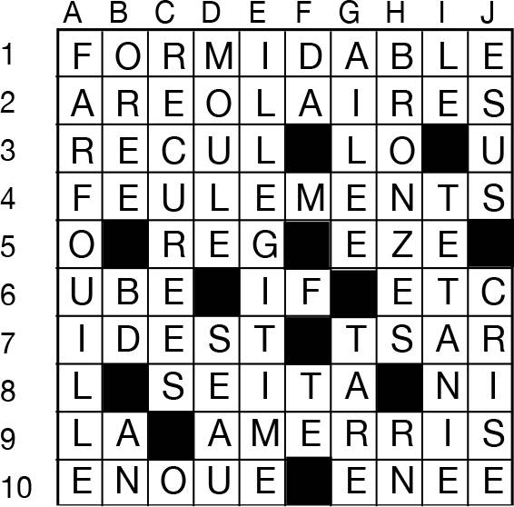 Solutions des mots croisés du précédent numéro