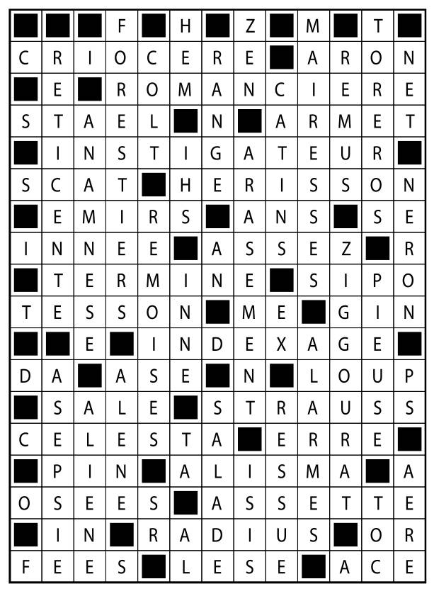 Solutions des mots fléchés du précédent numéro
