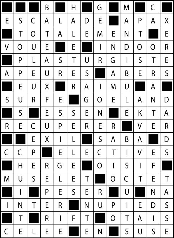 Solutions des mots fléchés du précédent numéro