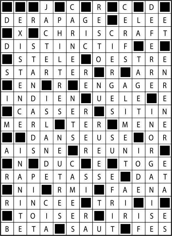 Solutions des mots fléchés du précédent numéro
