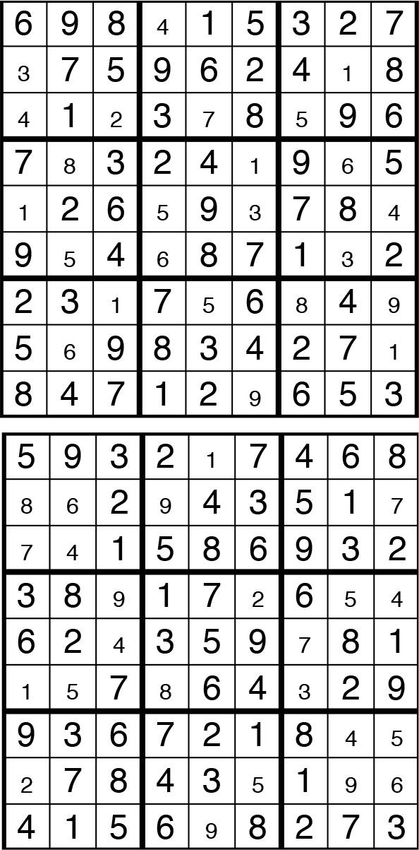 Solutions des sudokus du précédent numéro