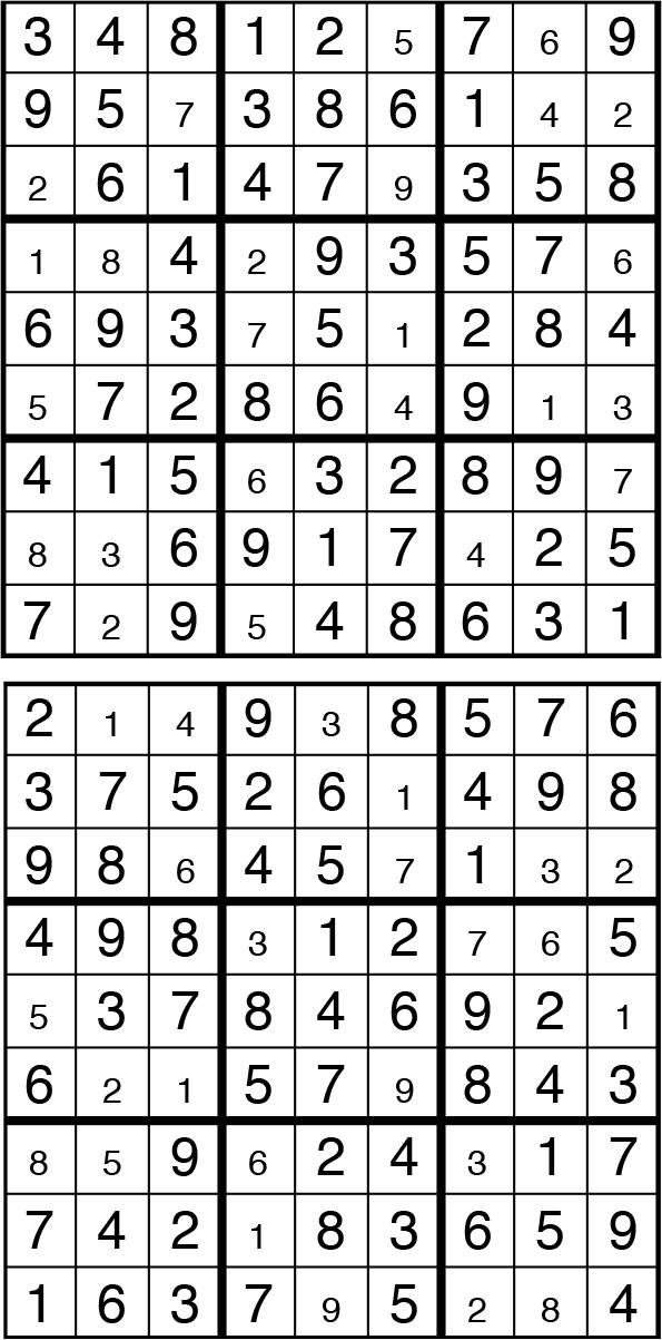 Solutions des sudokus du précédent numéro